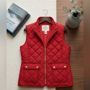 St. John's Bay Red Quilted Vest with Gold Hardware